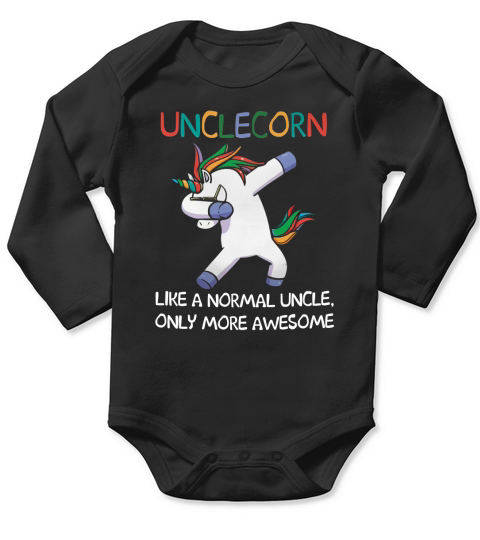 unclecorn lika a normal uncle, only more awesome Long Sleeve Baby One-Piece