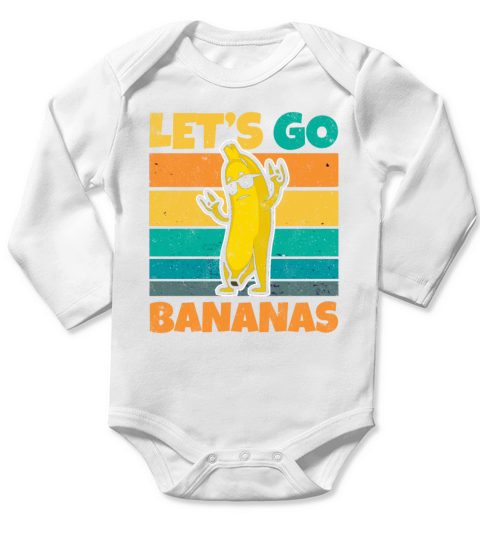 Vintage Lets Bananas Funny Rocker Banana Long Sleeve Baby One-Piece