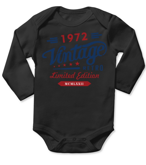 Vintage Retro 1972 Limited Edition Long Sleeve Baby One-Piece