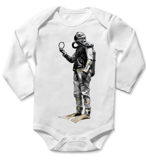 Vintage Scuba Diver with a Double Hose Regulator Long Sleeve Baby One-Piece