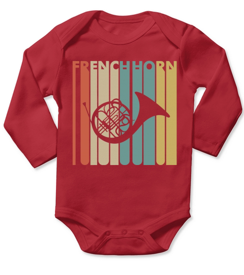 Vintage Style French Horn T shirt Long Sleeve Baby One-Piece