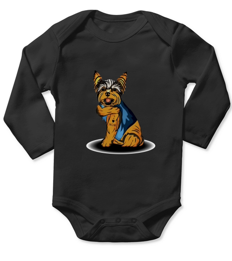 Yorkshire Terrier Tattoos I Love Mom shirt Long Sleeve Baby One-Piece