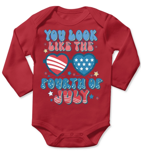 You Look Like The Fourth Of July Vintage USA Long Sleeve Baby One-Piece