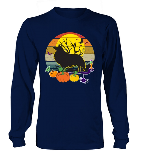 Collie Dog And Moon Halloween Long sleeved Unisex