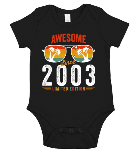 Awesome Since 2003 Birthday Retro Vintage 19 20 Ye Short Sleeve Baby One-Piece