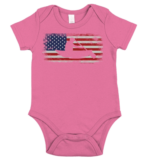 Canoe Canoeing Usa American Flag Short Sleeve Baby One-Piece