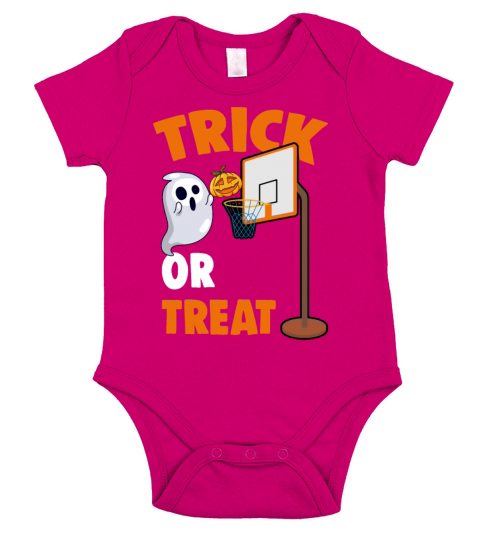 Creepy Basketball Pumpkin Ghost A Trick Or Treat Short Sleeve Baby One-Piece