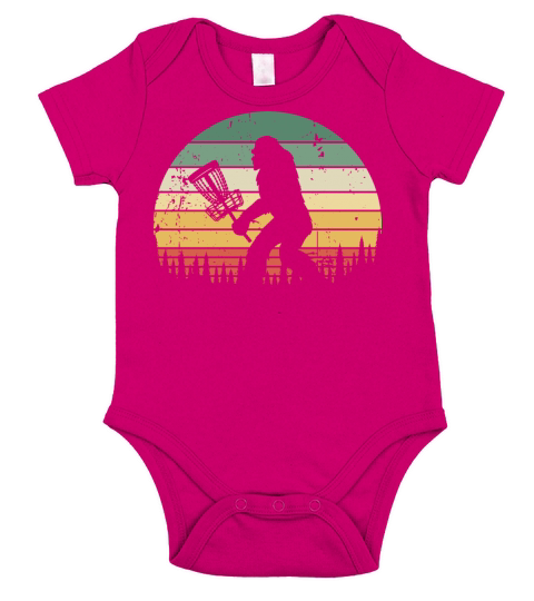 Funny Bigfoot Disc Golf Trees Vintage Sunset Short Sleeve Baby One-Piece