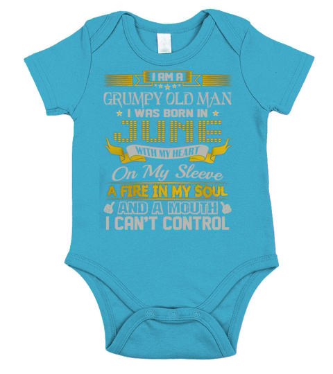 Grumpy Old Man Born In June With Heart On Sleeve T-Shirts Short Sleeve Baby One-Piece