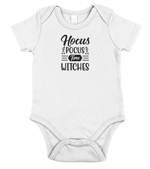 Hocus Pocus Time Witches Halloween Costume Short Sleeve Baby One-Piece