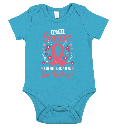 I Beat Cancer Pink Ribbon - Breast Cancer Short Sleeve Baby One-Piece