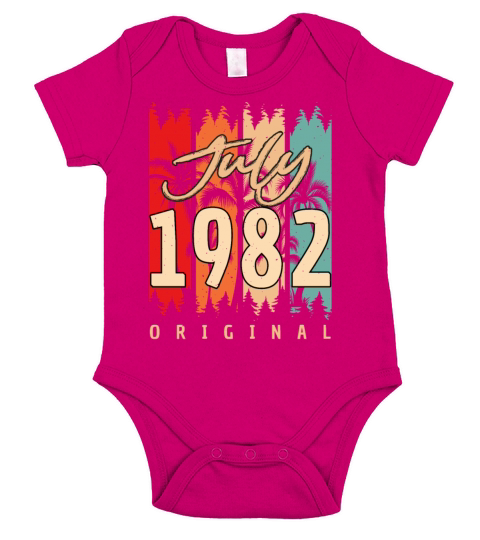 July 1982 40th Birthday Short Sleeve Baby One-Piece