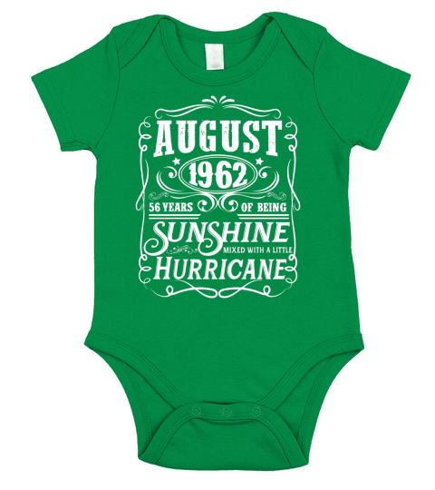 Legends Were Born In August 1962 56th Birthday Gift T-Shirt Short Sleeve Baby One-Piece