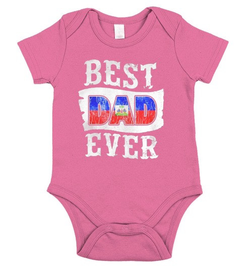 Mens Best Dad Ever Fathers Day T-Shirt Haitian Flag Haiti Black Men Short Sleeve Baby One-Piece