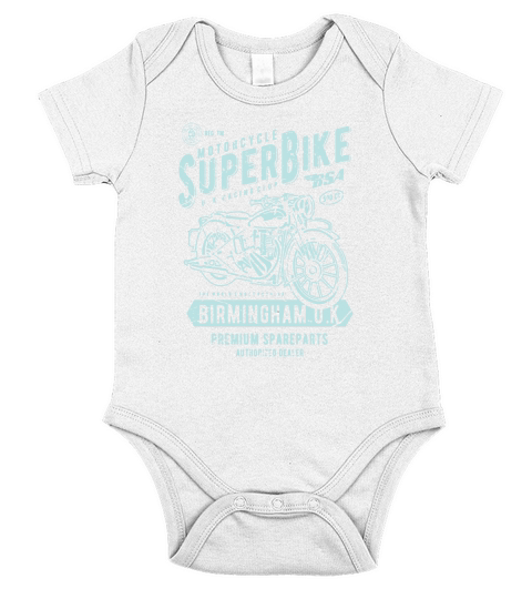 Motorcycle Superbike Retro Vintage Distressed Design Short Sleeve Baby One-Piece