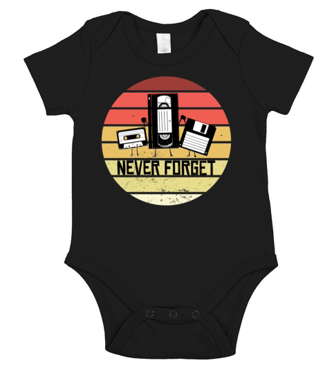 Never Forget Funny Vintage Cassette Tape Short Sleeve Baby One-Piece