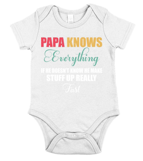Papa Knows Everything Vintage 60th Funny Fathers Short Sleeve Baby One-Piece