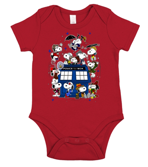 Snoopy of Doctor Police Box Short Sleeve Baby One-Piece