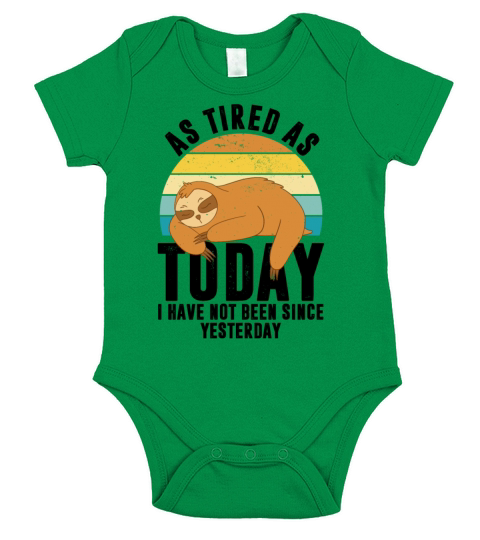 Tired Funny Sayings Lazy Vintage Sloth Short Sleeve Baby One-Piece