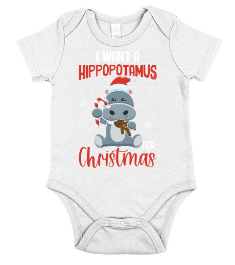 X-Mas Quote - I Want Hippopotamus For Christmas Hi Short Sleeve Baby One-Piece