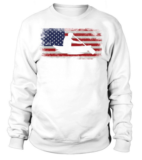 Canoe Canoeing Usa American Flag Sweatshirt Unisex