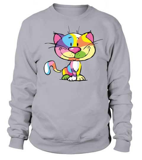 Cute Kitty Cartoon Colorful Pop Art Design Sweatshirt Unisex