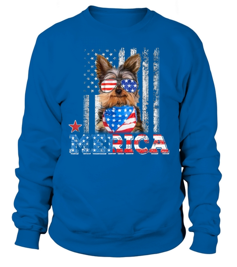 Yorkie 4th of July Yorkshire Terrier America Flag shirt Sweatshirt Unisex