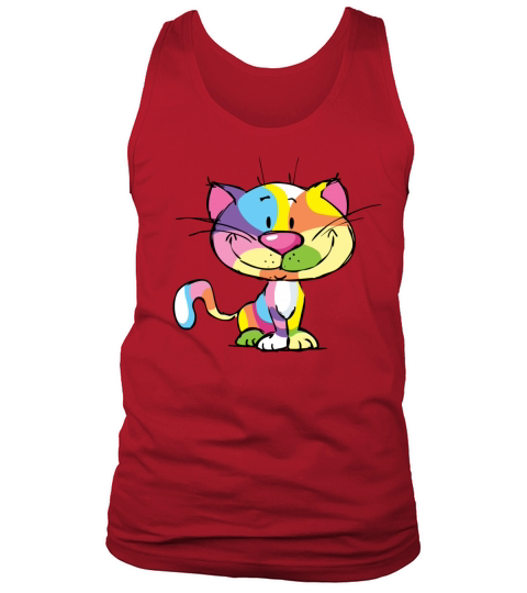 Cute Kitty Cartoon Colorful Pop Art Design Tank Top Unisex