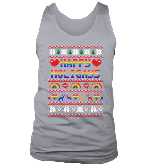 Happy Holigays Funny Ugly Christmas Sweater LGBT Tank Top Unisex