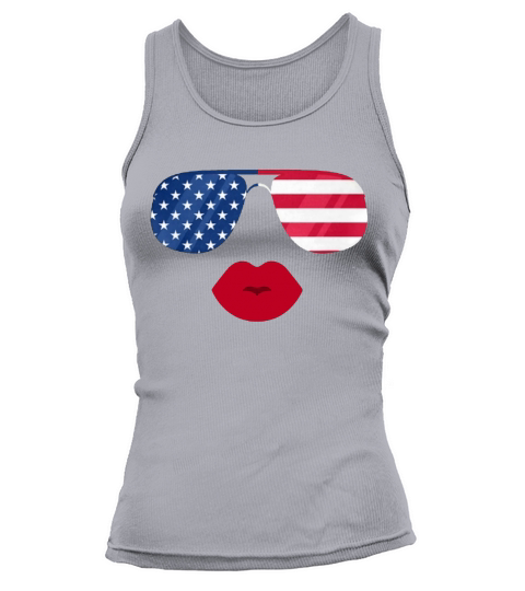 American Flag Sunglasses Lips Patriotic Flags shirt Tank top Woman