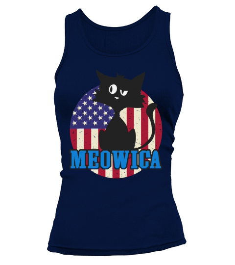 Cat 4th of July Meowica Merica USA American Flag Tank top Woman