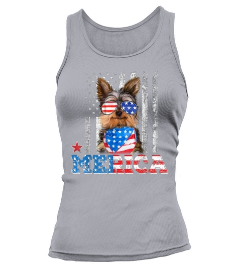 Yorkie 4th of July Yorkshire Terrier America Flag shirt Tank top Woman