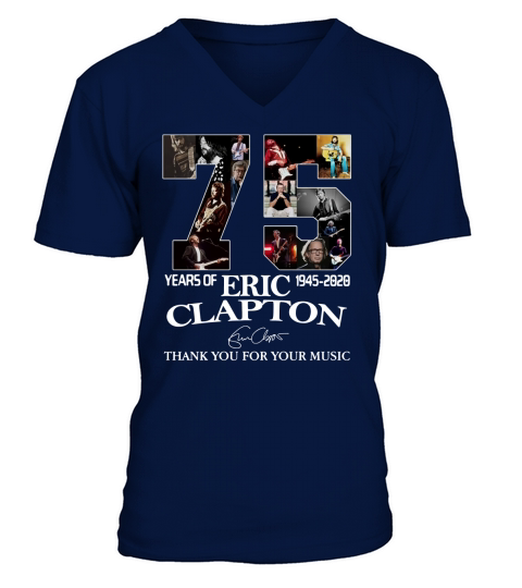 75 Years Of Eric Clapton Signature Thank You For Your Music shirt V-Neck T-shirt