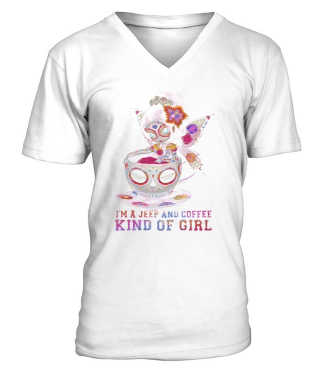 Butterfly Girl Im a Jeep and Coffee kind of girl shirt - Ladies Flowy Tank V-Neck T-shirt