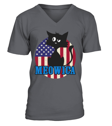 Cat 4th of July Meowica Merica USA American Flag V-Neck T-shirt