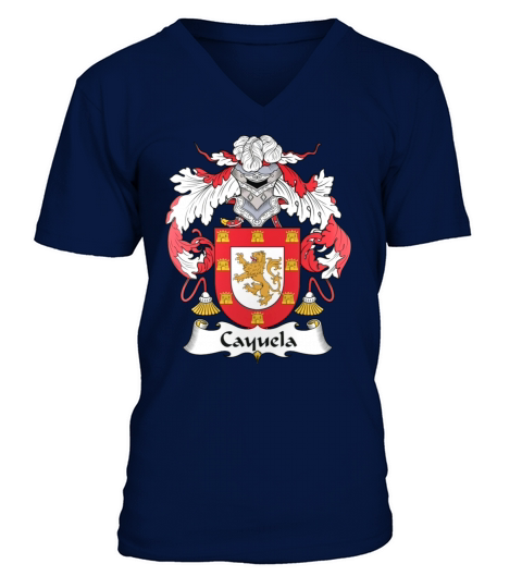 Cayuela Family Crest Spanish Family Crests V-Neck T-shirt