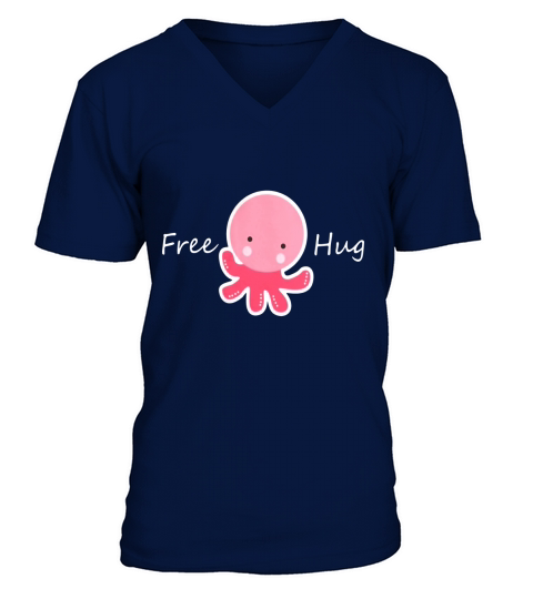 Free Hugs Friendly Cartoon Octopus T-Shirt - Animal Shirt V-Neck T-shirt