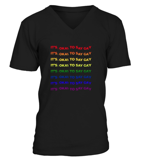 Its Ok to say Gay Pride Flag Quote LGBT V-Neck T-shirt