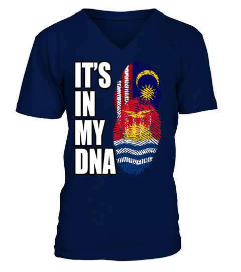 Malaysian And Kiribati Mix Heritage DNA Flag V-Neck T-shirt