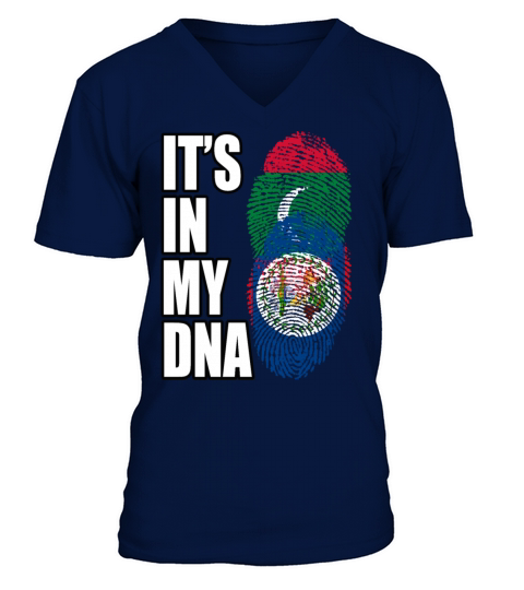 Maldivian And Belizean Mix Heritage DNA Flag V-Neck T-shirt