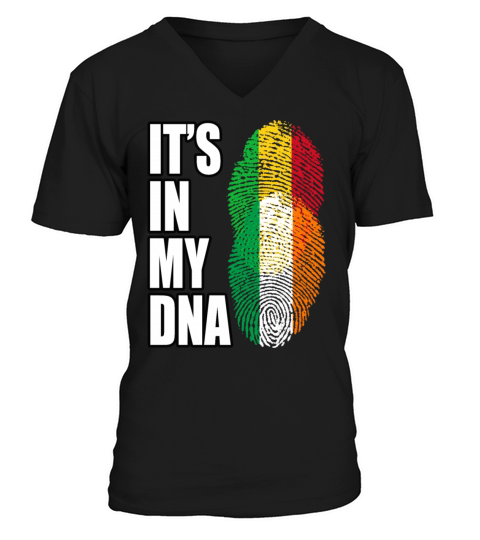 Malian And Irish Mix Heritage DNA Flag V-Neck T-shirt