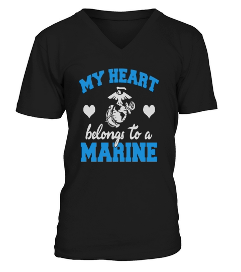 my heart belongs to a marine marine V-Neck T-shirt