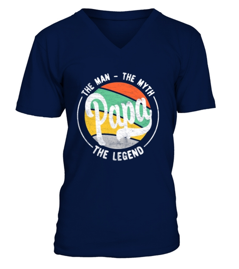 Papa The Man The Myth The Legend 1 black V-Neck T-shirt