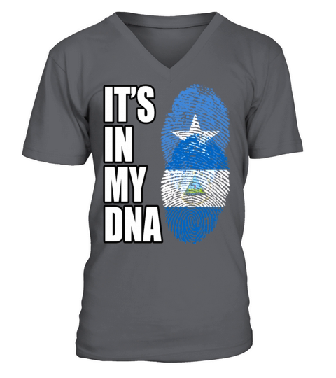 Somali And Nicaraguan Vintage Heritage DNA Flag V-Neck T-shirt