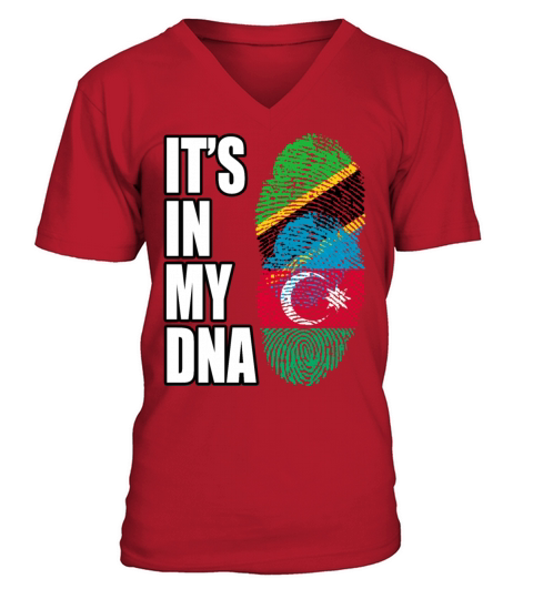 Tanzanian And Azerbaijani Vintage Heritage DNA Fla V-Neck T-shirt