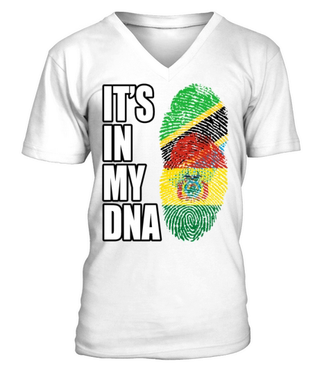 Tanzanian And Bolivian Vintage Heritage DNA Flag V-Neck T-shirt
