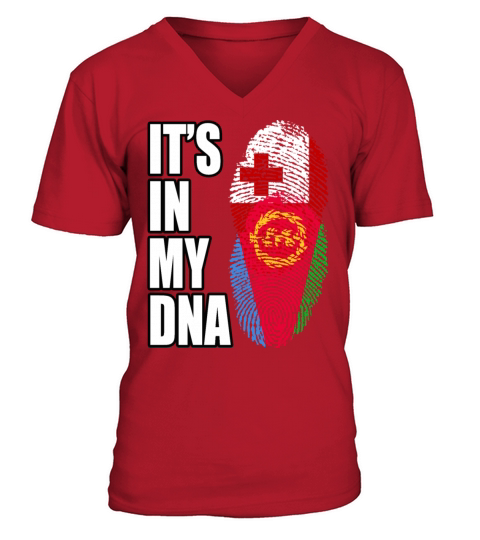 Tongan And Eritrean Mix Heritage DNA Flag V-Neck T-shirt