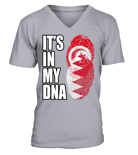 Tunisian And Bahraini Mix Heritage DNA Flag V-Neck T-shirt