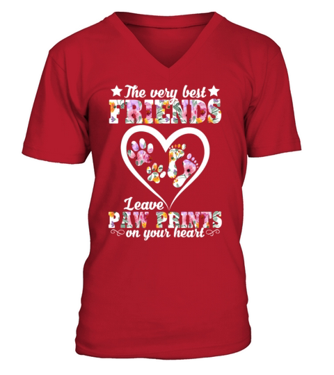 Very Best Friends Leave Paw Prints On Your Heart V-Neck T-shirt