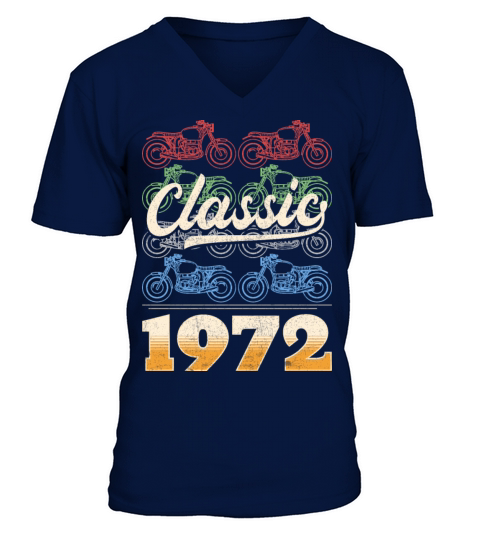 Vintage 1972 Original Parts Motorcycle Rider V-Neck T-shirt